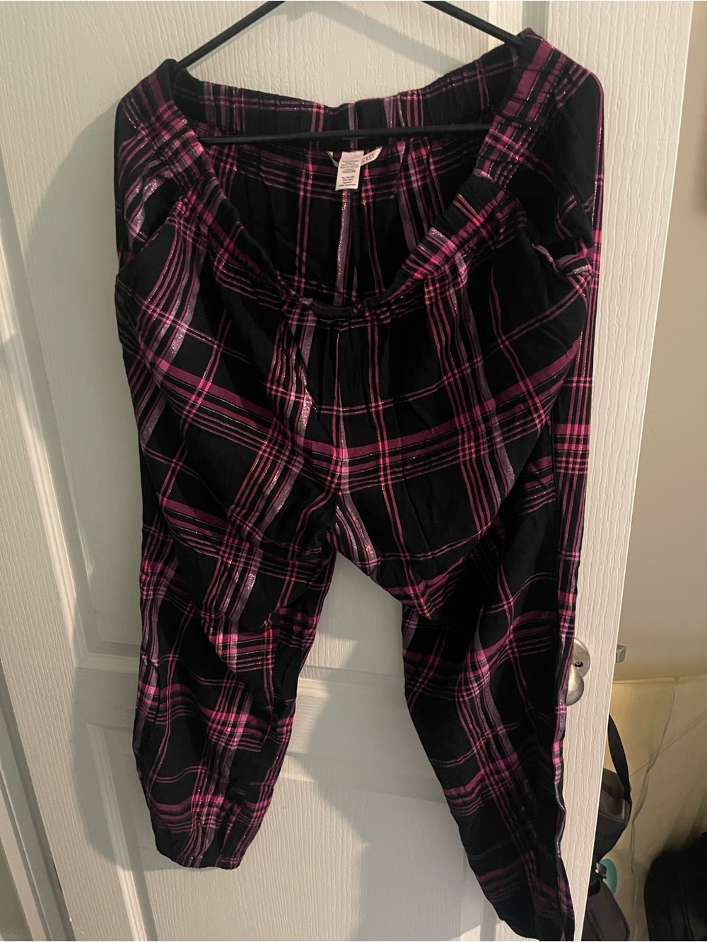 Victoria's Secret Black and Pink Plaid Jogger Pants